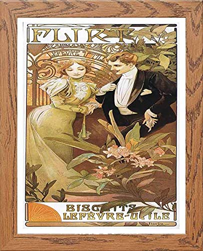lumartos Vintage Poster Alphonse Mucha Flirt Biscuits Lefevre Utile C1895 – – Framed Wall Art Print by Lumartos Premium Home Décor