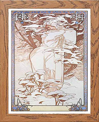 lumartos Vintage Poster Alphonse Mucha Hiverwinter C1903 – Framed Wall Art Print by Lumartos Premium Home Décor