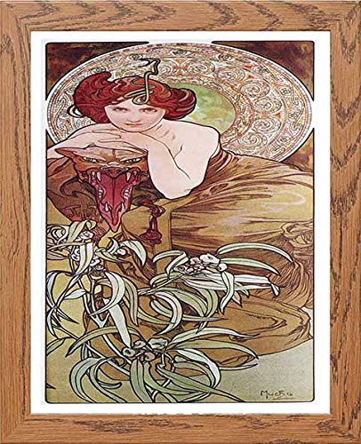 lumartos Vintage Poster Alphonse Mucha L Emeraudeemerald 1900 – Wood Frame W – Framed Wall Art Print by Lumartos Premium Home Décor