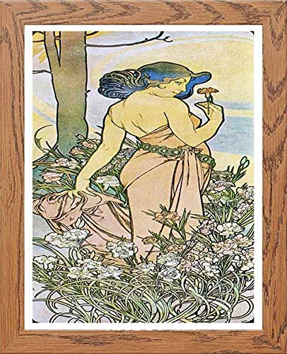 lumartos Vintage Poster Alphonse Mucha L Oeilletcarnation 1897 – Wood Frame – Framed Wall Art Print by Lumartos Premium Home Décor