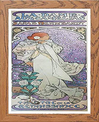 lumartos Vintage Poster Alphonse Mucha La Dame Aux Camelias 1896 – Wood Fram – Framed Wall Art Print by Lumartos Premium Home Décor