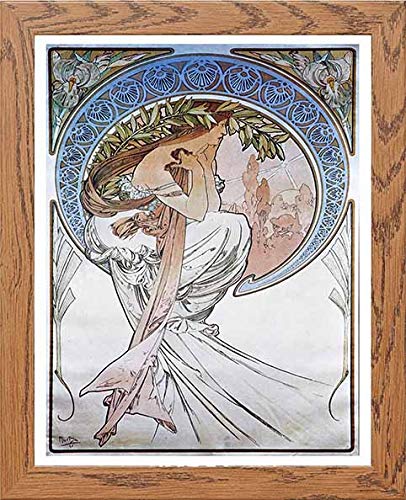 lumartos Vintage Poster Alphonse Mucha La Poesiepoetry 1898 – Wood Frame Wal – Framed Wall Art Print by Lumartos Premium Home Décor
