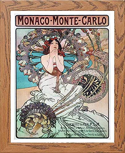 lumartos Vintage Poster Alphonse Mucha Manaco Monte Carlo 1897 – Wood Frame – Framed Wall Art Print by Lumartos Premium Home Décor