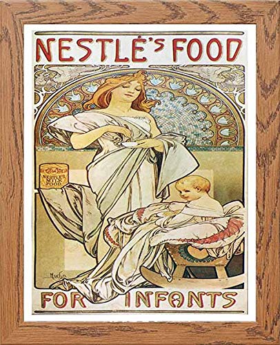 lumartos Vintage Poster Alphonse Mucha Nestles Food For Infants 1898 – Wood – Framed Wall Art Print by Lumartos Premium Home Décor