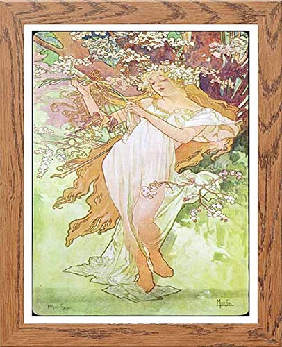 lumartos Vintage Poster Alphonse Mucha Printempsspring 1896 – Wood Frame Wal – Framed Wall Art Print by Lumartos Premium Home Décor