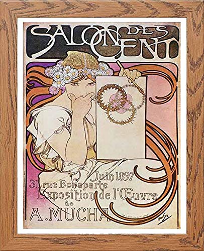 lumartos Vintage Poster Alphonse Mucha Salon Des Cent 1897 – Wood Frame Wall – Framed Wall Art Print by Lumartos Premium Home Décor