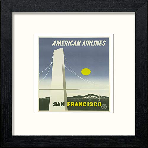 lumartos Vintage Poster American Airlines San Francisco – Black Wood Frame W – Framed Wall Art Print by Lumartos Premium Home Décor