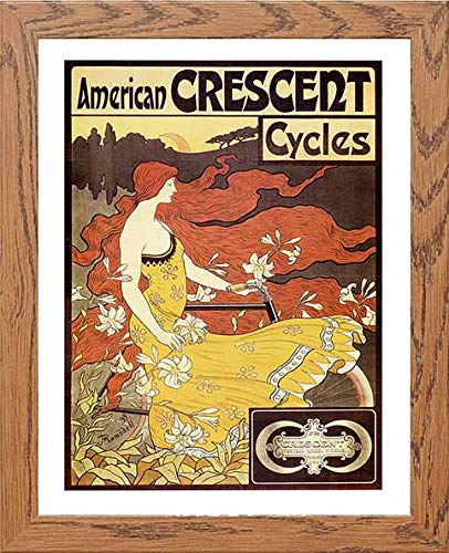 lumartos Vintage Poster American Crescent Cycles – Framed Wall Art Print by Lumartos Premium Home Décor