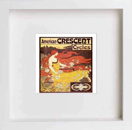 lumartos Vintage Poster American Crescent Cycles – White Frame Wall Art – Framed Wall Art Print by Lumartos Premium Home Décor