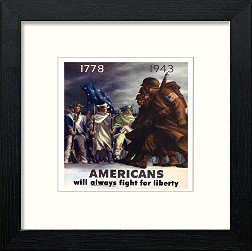 lumartos Vintage Poster Americans Fight – Black Wood Frame Wall Art – Framed Wall Art Print by Lumartos Premium Home Décor