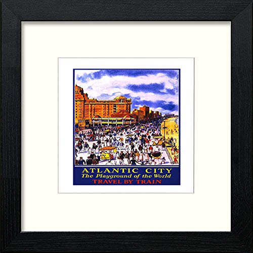 lumartos Vintage Poster Atlantic City 2 – Black Wood Frame Wall Art – Framed Wall Art Print by Lumartos Premium Home Décor