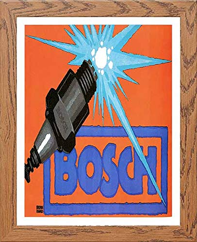 lumartos Vintage Poster Bosch Spark Plugs – Framed Wall Art Print by Lumartos Premium Home Décor