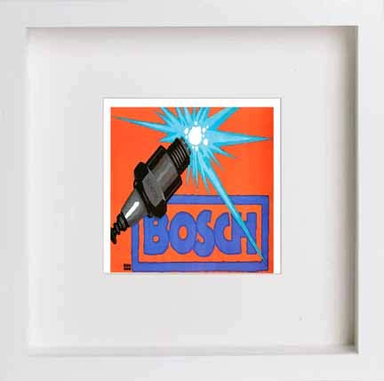 lumartos Vintage Poster Bosch Spark Plugs – White Frame Wall Art – Framed Wall Art Print by Lumartos Premium Home Décor