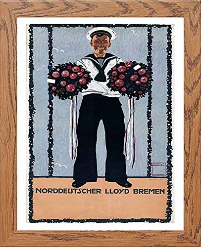 lumartos Vintage Poster Calendar Page For Norddeutscher Lloyd Bremenb – Wood – Framed Wall Art Print by Lumartos Premium Home Décor