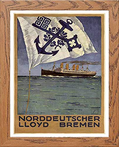lumartos Vintage Poster Calendar Page For Norddeutscher Lloyd Bremena – Wood – Framed Wall Art Print by Lumartos Premium Home Décor