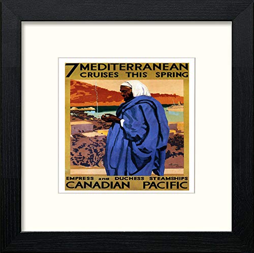 lumartos Vintage Poster Canadian Pacific Mediterranean Cruises – Black Wood – Framed Wall Art Print by Lumartos Premium Home Décor