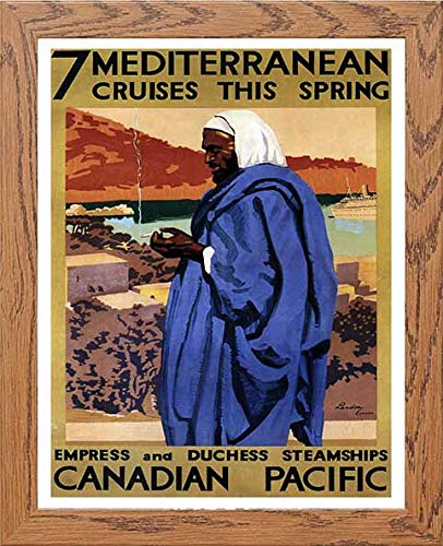 lumartos Vintage Poster Canadian Pacific Mediterranean Cruises – Wood Frame – Framed Wall Art Print by Lumartos Premium Home Décor