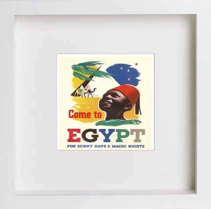 lumartos Vintage Poster Come To Egypt Travel – White Frame Wall Art – Framed Wall Art Print by Lumartos Premium Home Décor