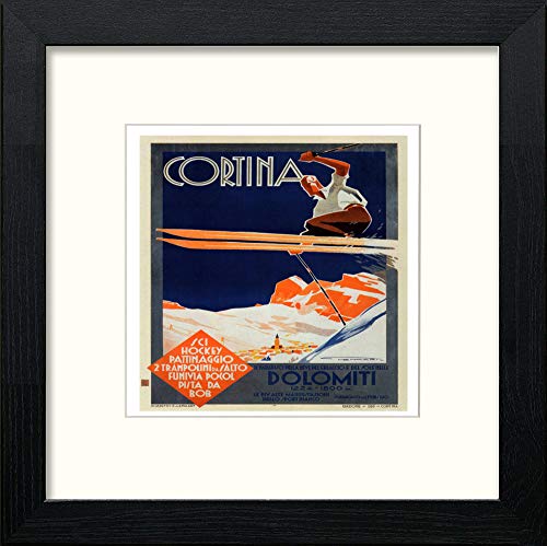 lumartos Vintage Poster Cortina Dolomiti – Black Wood Frame Wall Art – Framed Wall Art Print by Lumartos Premium Home Décor