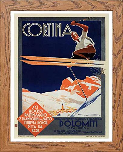 lumartos Vintage Poster Cortina Dolomiti – Framed Wall Art Print by Lumartos Premium Home Décor