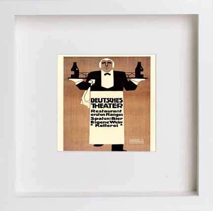 lumartos Vintage Poster Deutches Theater Restaurant – White Frame Wall Art – Framed Wall Art Print by Lumartos Premium Home Décor