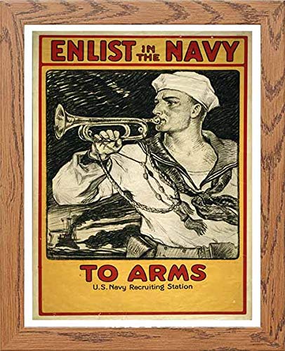lumartos Vintage Poster Enlist In The Navy To Arms – Framed Wall Art Print by Lumartos Premium Home Décor