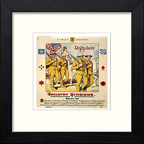 lumartos Vintage Poster First Division – Black Wood Frame Wall Art – Framed Wall Art Print by Lumartos Premium Home Décor