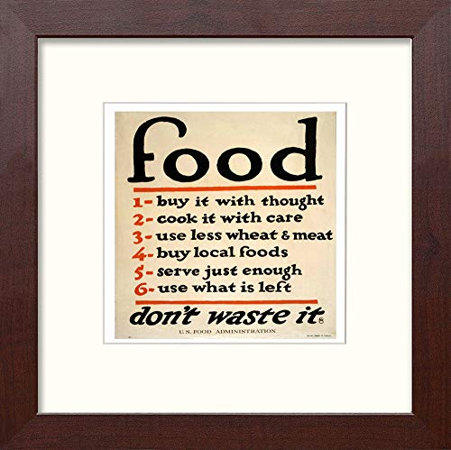 lumartos Vintage Poster Food Dont Waste It – Mahogany Frame Wall Art – Framed Wall Art Print by Lumartos Premium Home Décor