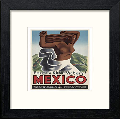 lumartos Vintage Poster For The Same Victory Mexico – Black Wood Frame Wall Art – Framed Wall Art Print by Lumartos Premium Home Décor