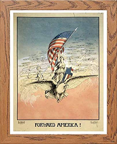 lumartos Vintage Poster Forward America – Framed Wall Art Print by Lumartos Premium Home Décor
