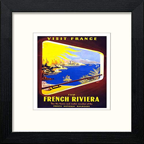 lumartos Vintage Poster French_riviera – Black Wood Frame Wall Art – Framed Wall Art Print by Lumartos Premium Home Décor