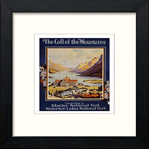 lumartos Vintage Poster Glacier National Park – Black Wood Frame Wall Art – Framed Wall Art Print by Lumartos Premium Home Décor