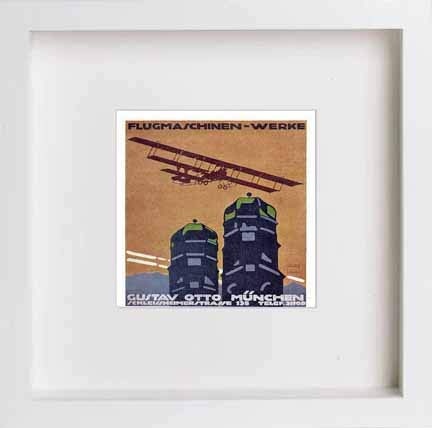 lumartos Vintage Poster Gustav Otto Flying Machine Works Munich Advertising – Framed Wall Art Print by Lumartos Premium Home Décor