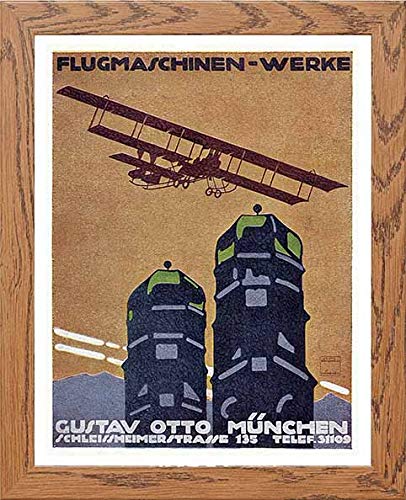 lumartos Vintage Poster Gustav Otto Flying Machine Works Munich Advertising – Framed Wall Art Print by Lumartos Premium Home Décor