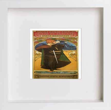 lumartos Vintage Poster Hamlet Sarah Bernhardt – White Frame Wall Art – Framed Wall Art Print by Lumartos Premium Home Décor