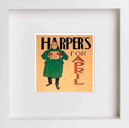lumartos Vintage Poster Harpers For April – White Frame Wall Art – Framed Wall Art Print by Lumartos Premium Home Décor