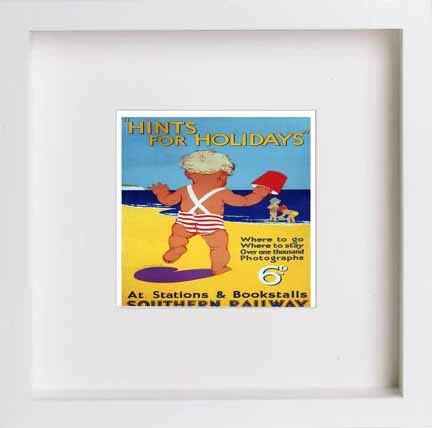 lumartos Vintage Poster Hints For Holidays – White Frame Wall Art – Framed Wall Art Print by Lumartos Premium Home Décor