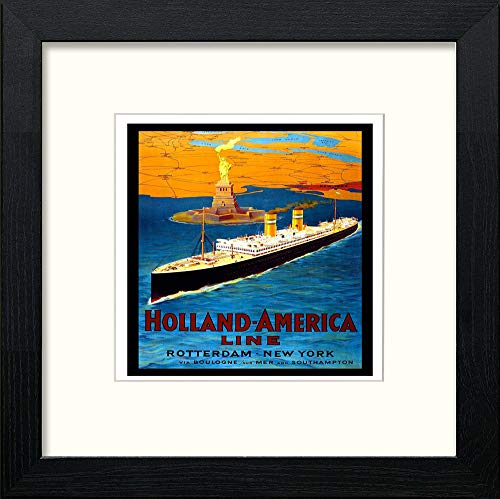 lumartos Vintage Poster Holland America – Black Wood Frame Wall Art – Framed Wall Art Print by Lumartos Premium Home Décor