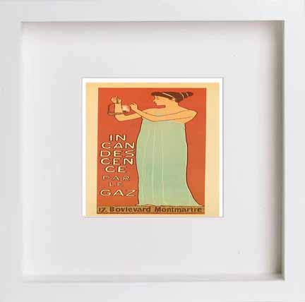lumartos Vintage Poster Incandescence Par Le Gaz – White Frame Wall Art – Framed Wall Art Print by Lumartos Premium Home Décor