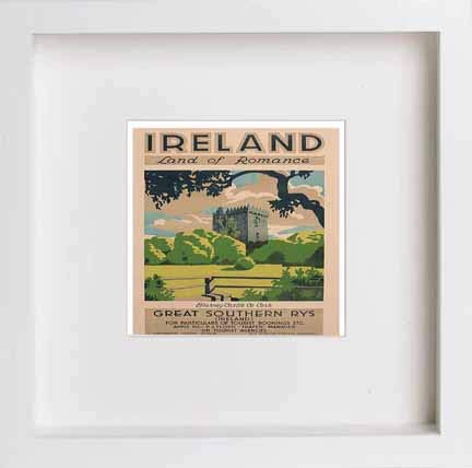 lumartos Vintage Poster Ireland Land Romance Vintage Travel Posters – White – Framed Wall Art Print by Lumartos Premium Home Décor