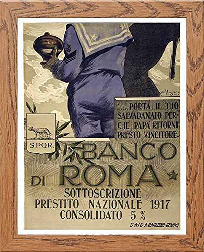 lumartos Vintage Poster Italy 1917 Banco Di Roma 1917 – Framed Wall Art Print by Lumartos Premium Home Décor