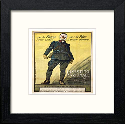 lumartos Vintage Poster Italy 1918 Prestito Nazionale A Ortelli – Black Wood – Framed Wall Art Print by Lumartos Premium Home Décor