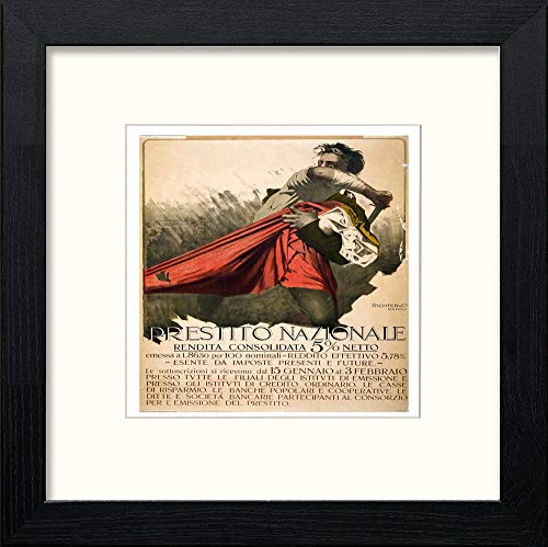 lumartos Vintage Poster Italy 1918 Prestito Nazionale – Black Wood Frame Wal – Framed Wall Art Print by Lumartos Premium Home Décor