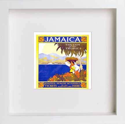 lumartos Vintage Poster Jamaica Vintage Travel – White Frame Wall Art – Framed Wall Art Print by Lumartos Premium Home Décor