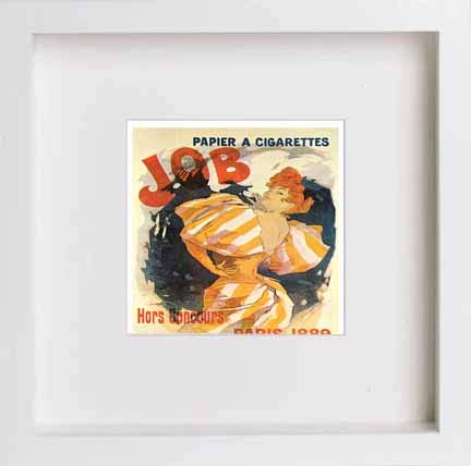 lumartos Vintage Poster Job Papier A Cigarettes – White Frame Wall Art – Framed Wall Art Print by Lumartos Premium Home Décor