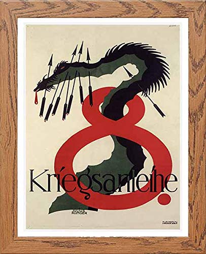 lumartos Vintage Poster Kriegsanleihe 8th War Loan Black A3 – Wood Frame W – Framed Wall Art Print by Lumartos Premium Home Décor
