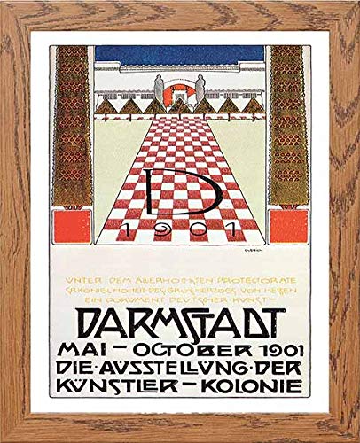 lumartos Vintage Poster Kunst Darmstadt Exhibition Postera – Wood Frame Wall – Framed Wall Art Print by Lumartos Premium Home Décor