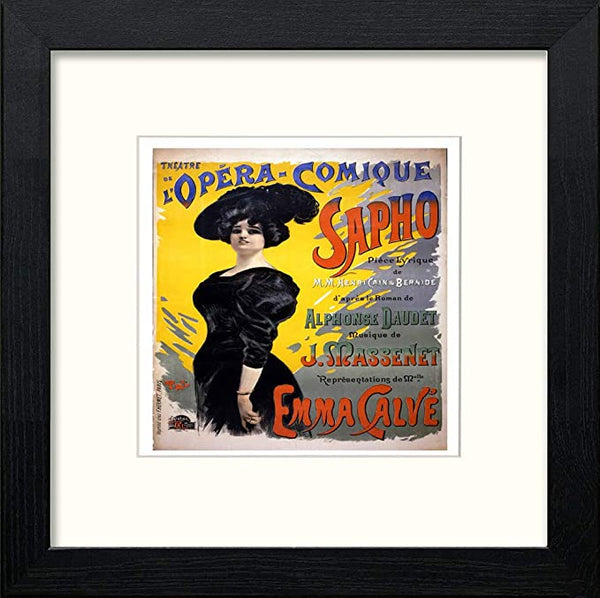 lumartos Vintage Poster L'opera Comique Sapho – Black Wood Frame Wall Art – Framed Wall Art Print by Lumartos Premium Home Décor