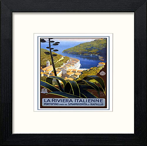 lumartos Vintage Poster La Riviera Italienne – Black Wood Frame Wall Art – Framed Wall Art Print by Lumartos Premium Home Décor