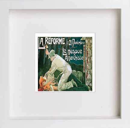 lumartos Vintage Poster Le Masque Anarchiste – White Frame Wall Art – Framed Wall Art Print by Lumartos Premium Home Décor